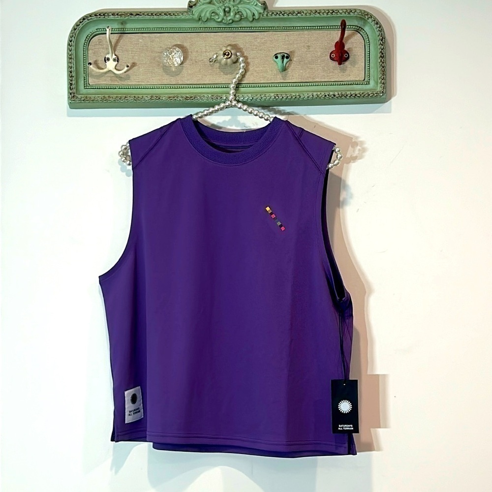 SATURDAYS NYC Women's All Terrain Lightweight Cropped Tank in Lily new w tags XL